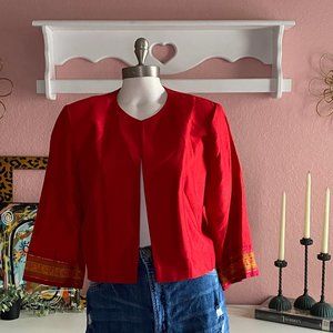 Lois Snyder: Dani Max Red Copped Blazer, Size 14